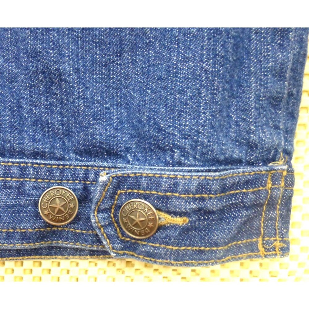 VTG Cherokee Denim Vest With Boho Trim Western Sleeveless Large Womens Jacket - Picture 10 of 11